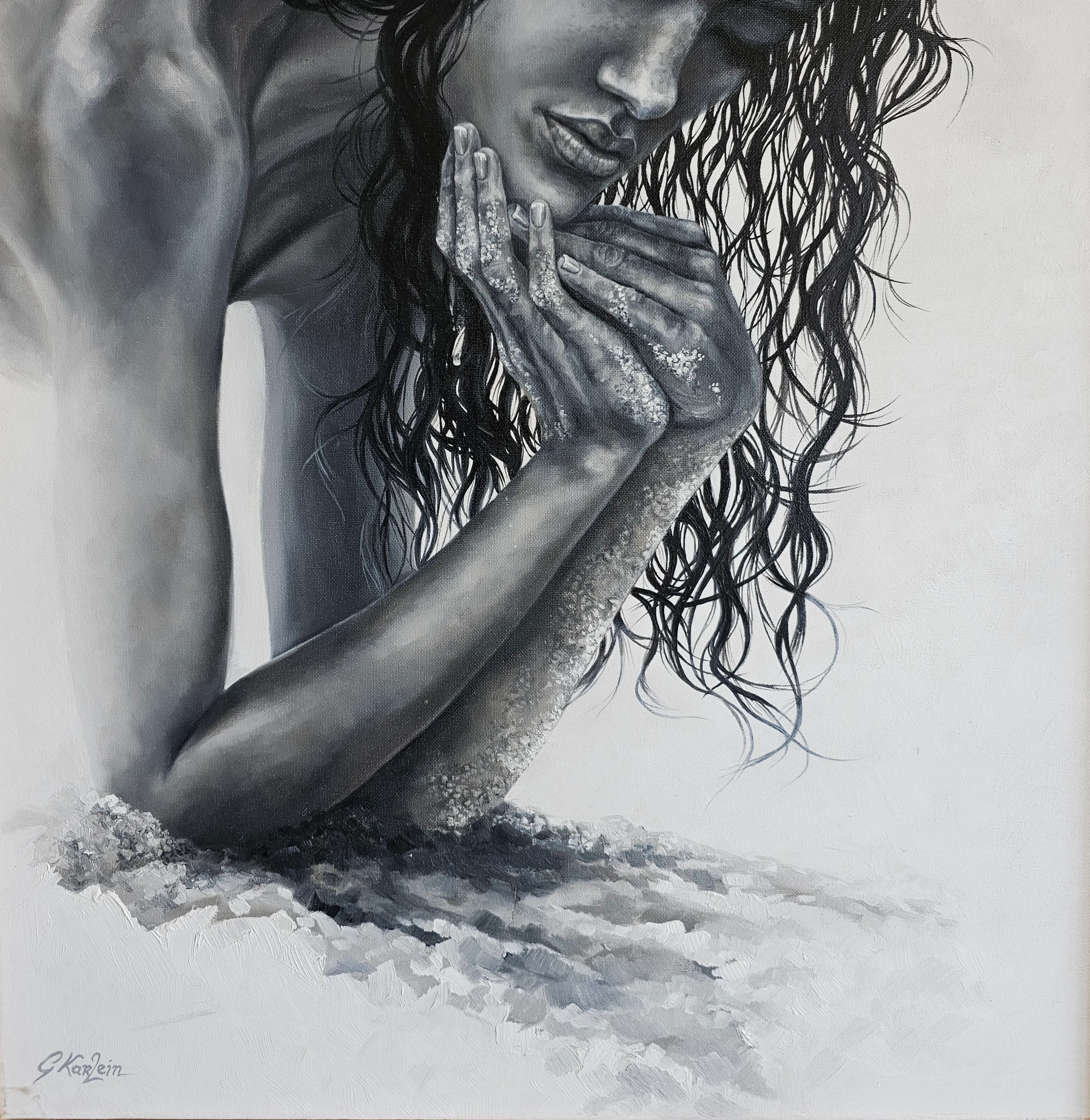 Girl in Sand, 2015, Oil on Linen